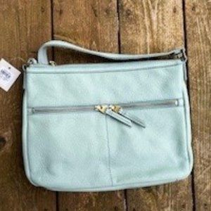 Fossil Elise Large Leather Crossbody in Misty Jade - NWT